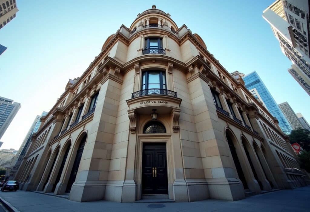 Historic Australian sandstone bank building on a city corner, symbolising how inflation works in Australia and central bank policy