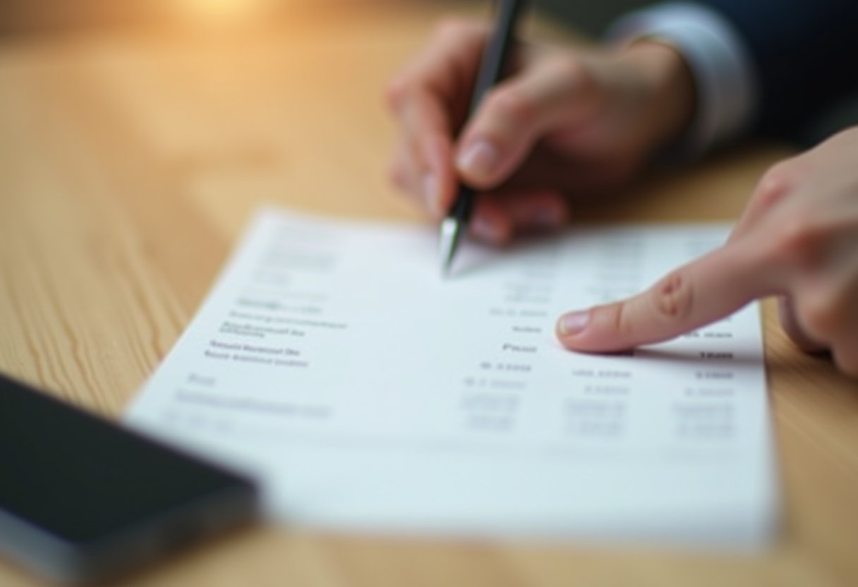 Payslip showing superannuation contributions alongside a calculator and pen on a desk